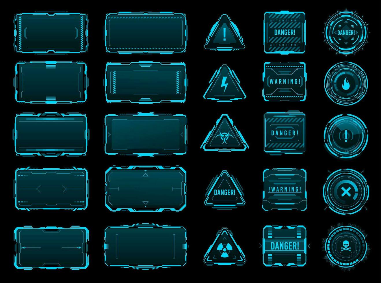 HUD danger and warning interface frames of alert vector