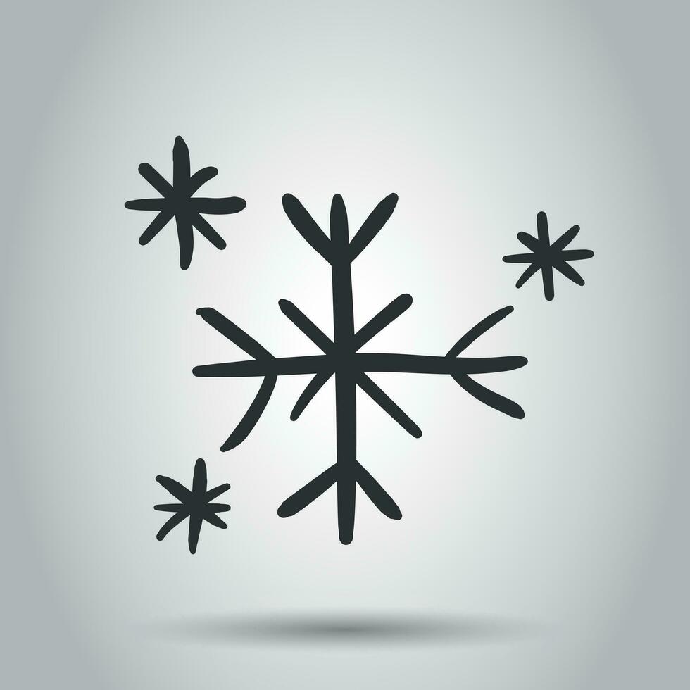 mano dibujado copo de nieve vector icono. nieve escama bosquejo garabatear ilustración. dibujado a mano invierno Navidad concepto.