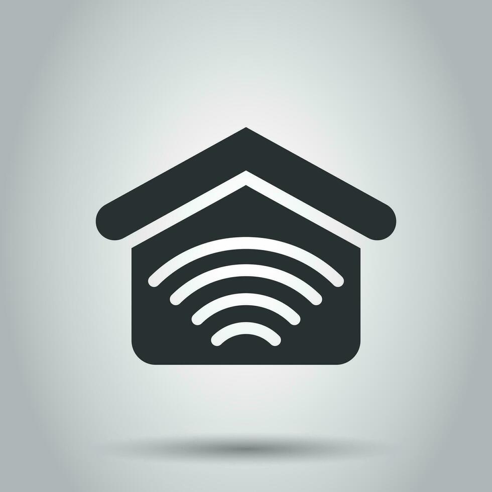Smart home icon in flat style. House control vector illustration on white background. Smart home business concept.