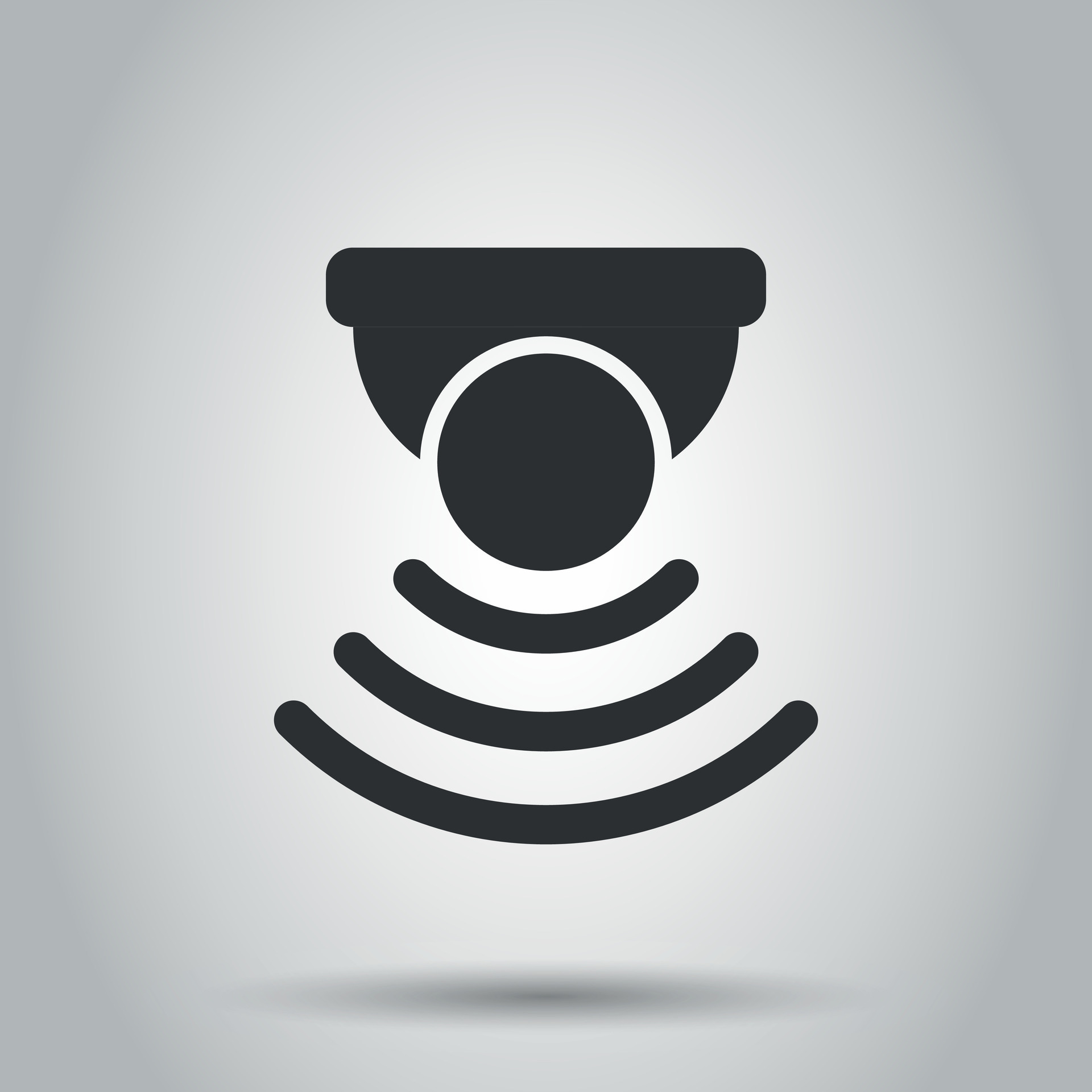 Motion sensor icon in flat style. Sensor waves vector illustration on