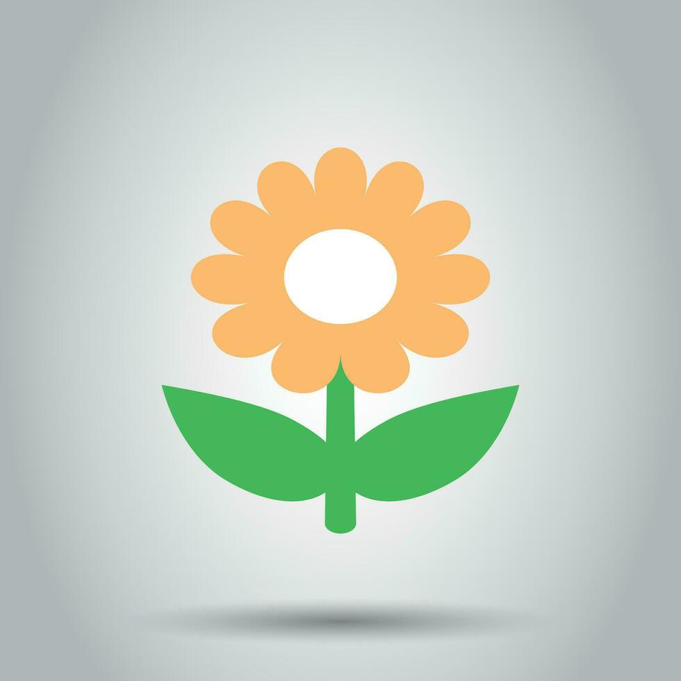 Chamomile flower vector icon in flat style. Daisy illustration on white background. Camomile sign concept.