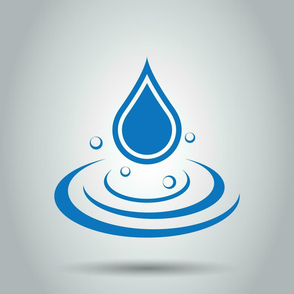 Water drop icon in flat style. Raindrop vector illustration on white background. Droplet water blob business concept.