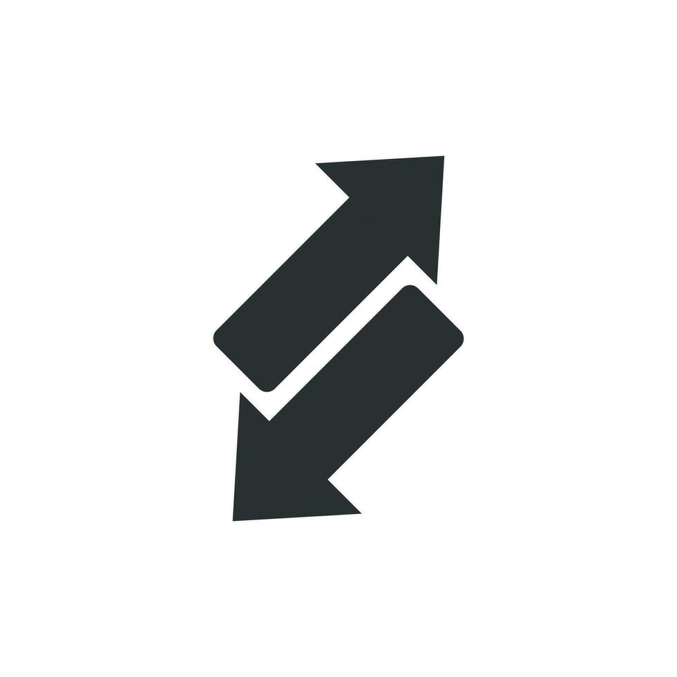 Reverse arrow sign icon in flat style. Refresh vector illustration on white isolated background. Reload business concept.