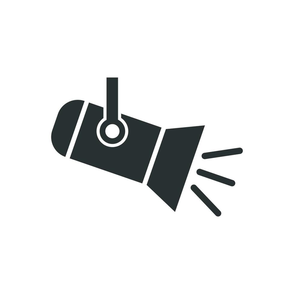Spotlight icon in flat style. Lamp vector illustration on white isolated background. Flashlight business concept.