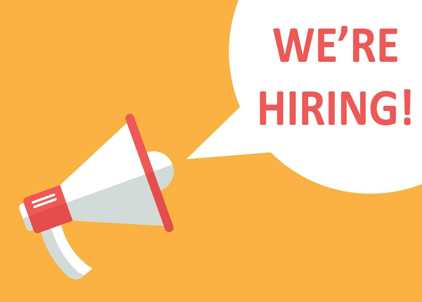 We're hiring icon in flat style. Job vacancy search vector illustration on white isolated background. Megaphone announce business concept.