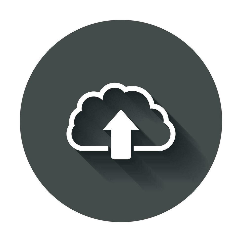 Cloud line icon. Internet download symbol. Flat vector illustration with long shadow.