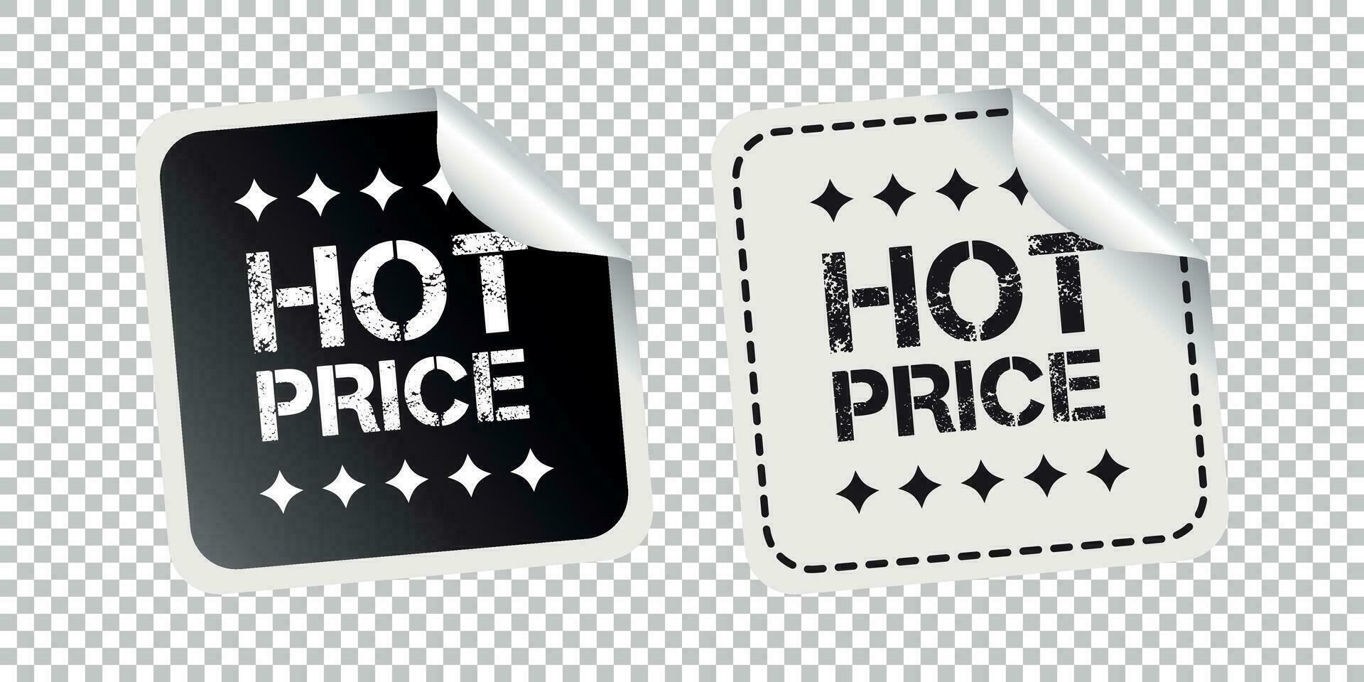 Hot price sticker. Black and white vector illustration.
