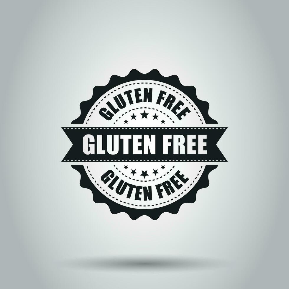 sello de goma grunge sin gluten. Ilustración vectorial sobre fondo blanco. concepto de negocio sin pictograma de sello saludable de gluten. vector