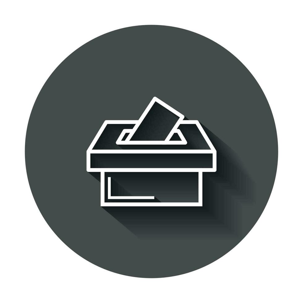 Election voter box icon in flat style. Ballot suggestion vector illustration with long shadow. Election vote business concept.