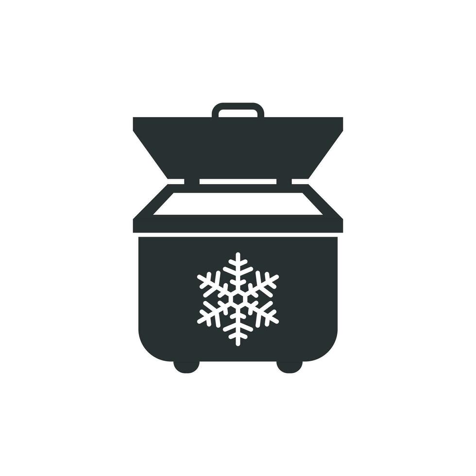 Portable fridge refrigerator icon in flat style. Freezer bag container vector illustration on white isolated background. Fridge business concept.