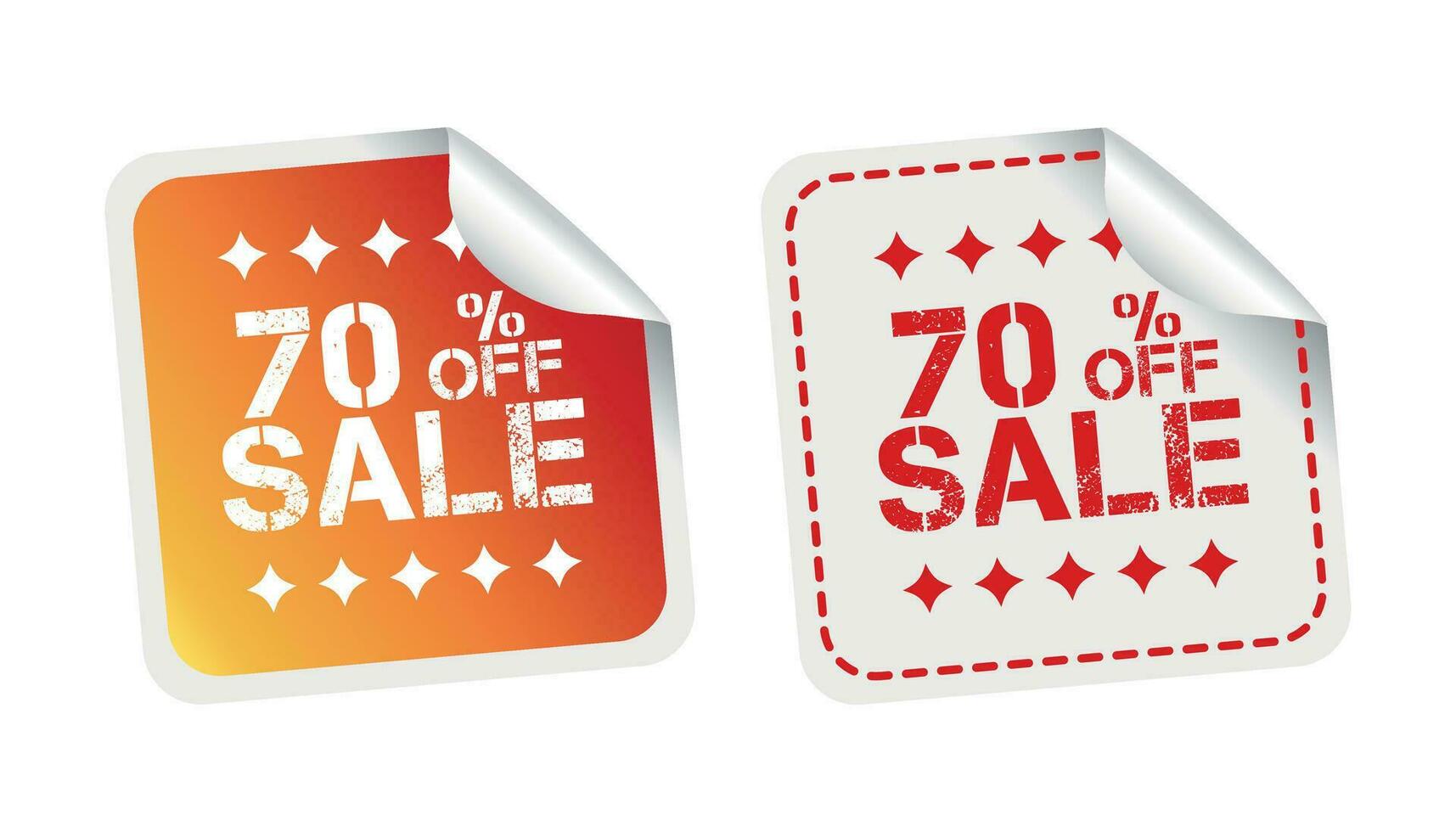 Sale stickers 70 percent off. Vector illustration on white background.