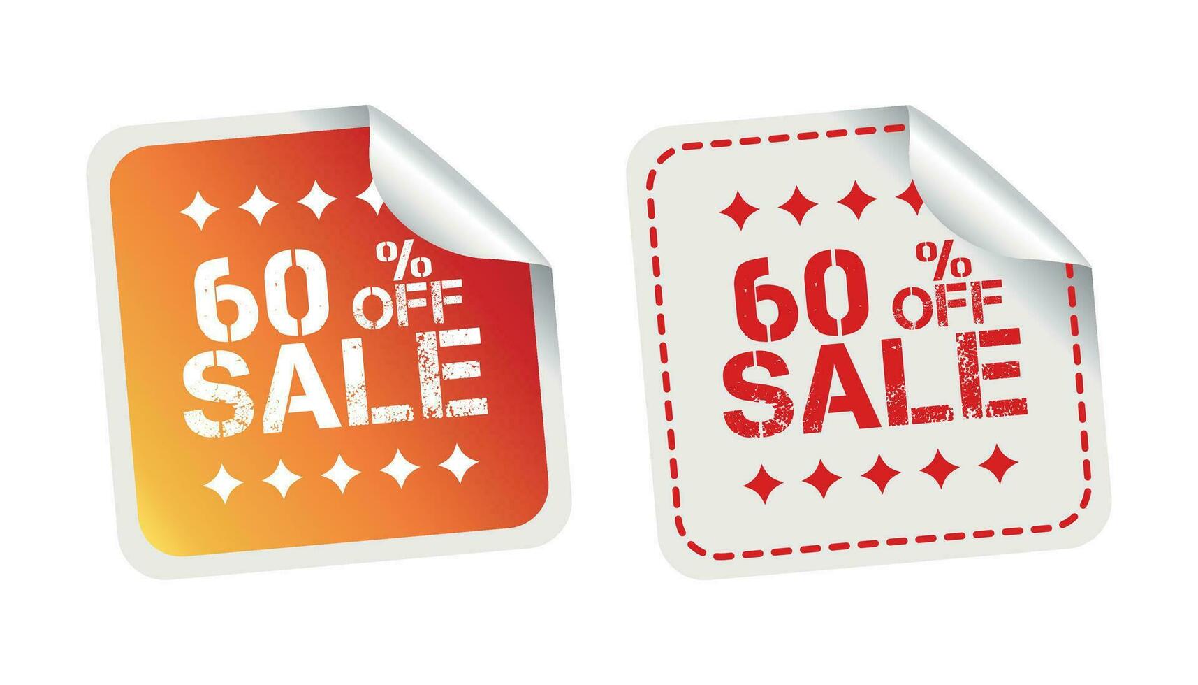 Sale stickers 60 percent off. Vector illustration on white background.