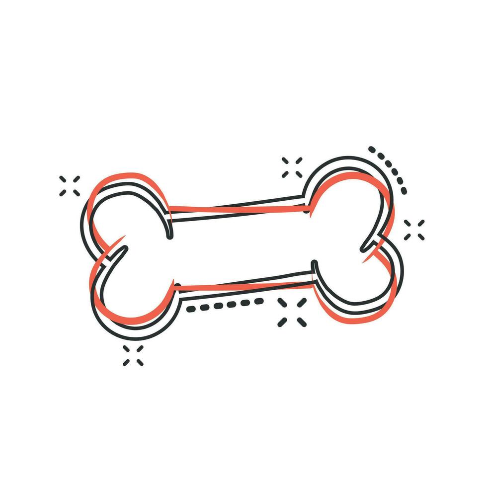 Vector cartoon dog bone toy icon in comic style. Hand drawn bone sign illustration pictogram. Skeleton os business splash effect concept.