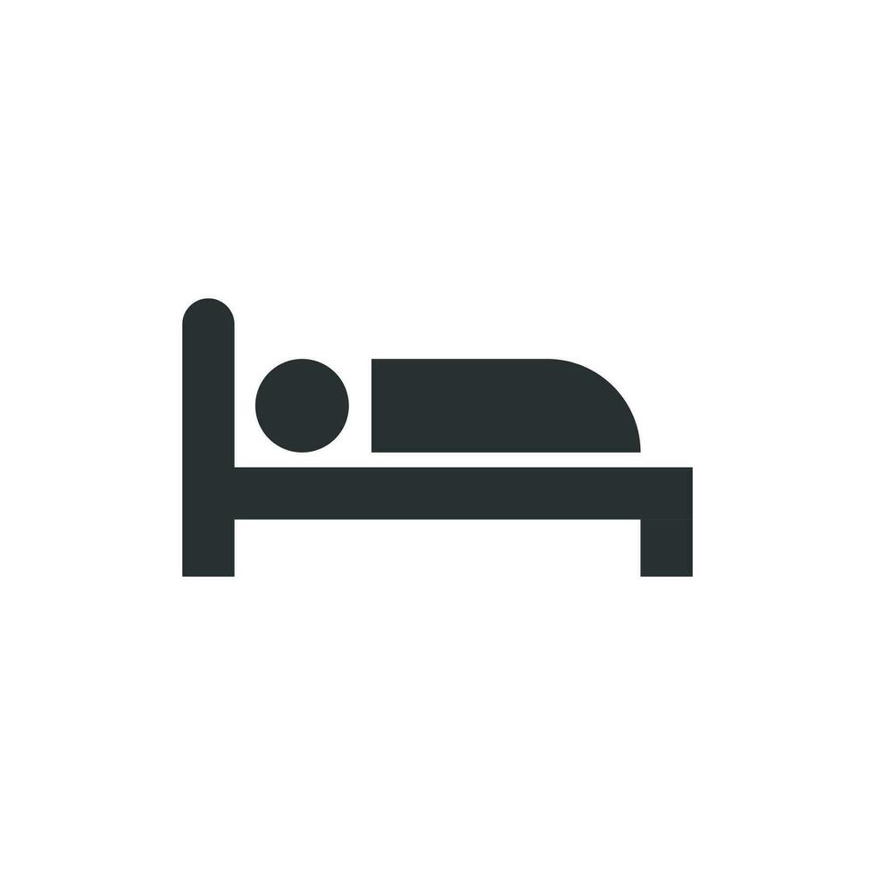 Bed icon in flat style. Sleep bedroom vector illustration on white isolated background. Relax sofa business concept.