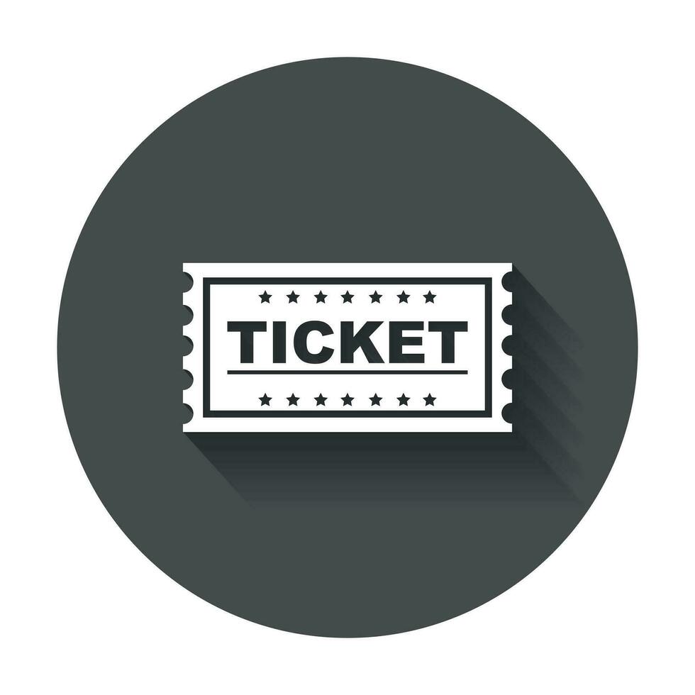 Ticket icon vector flat. Ticket with long shadow.