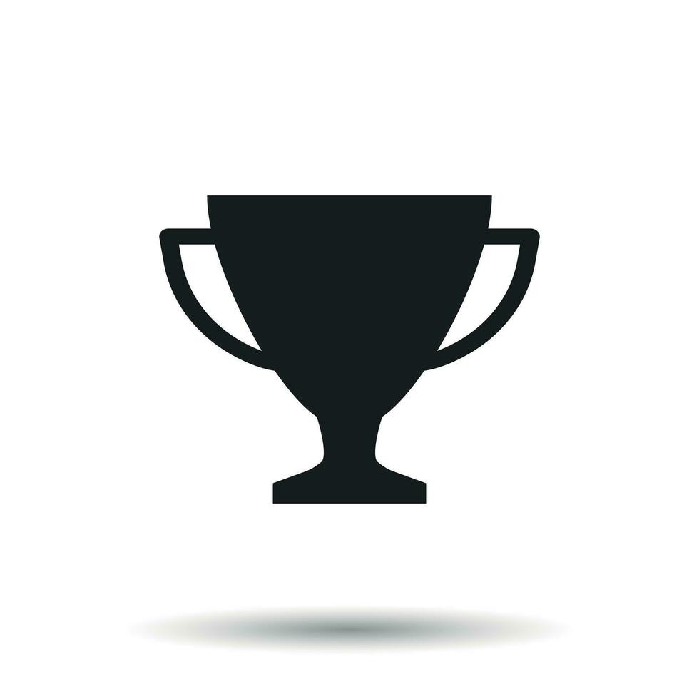 Trophy cup flat vector icon. Simple winner symbol. Black illustration on isolated background.
