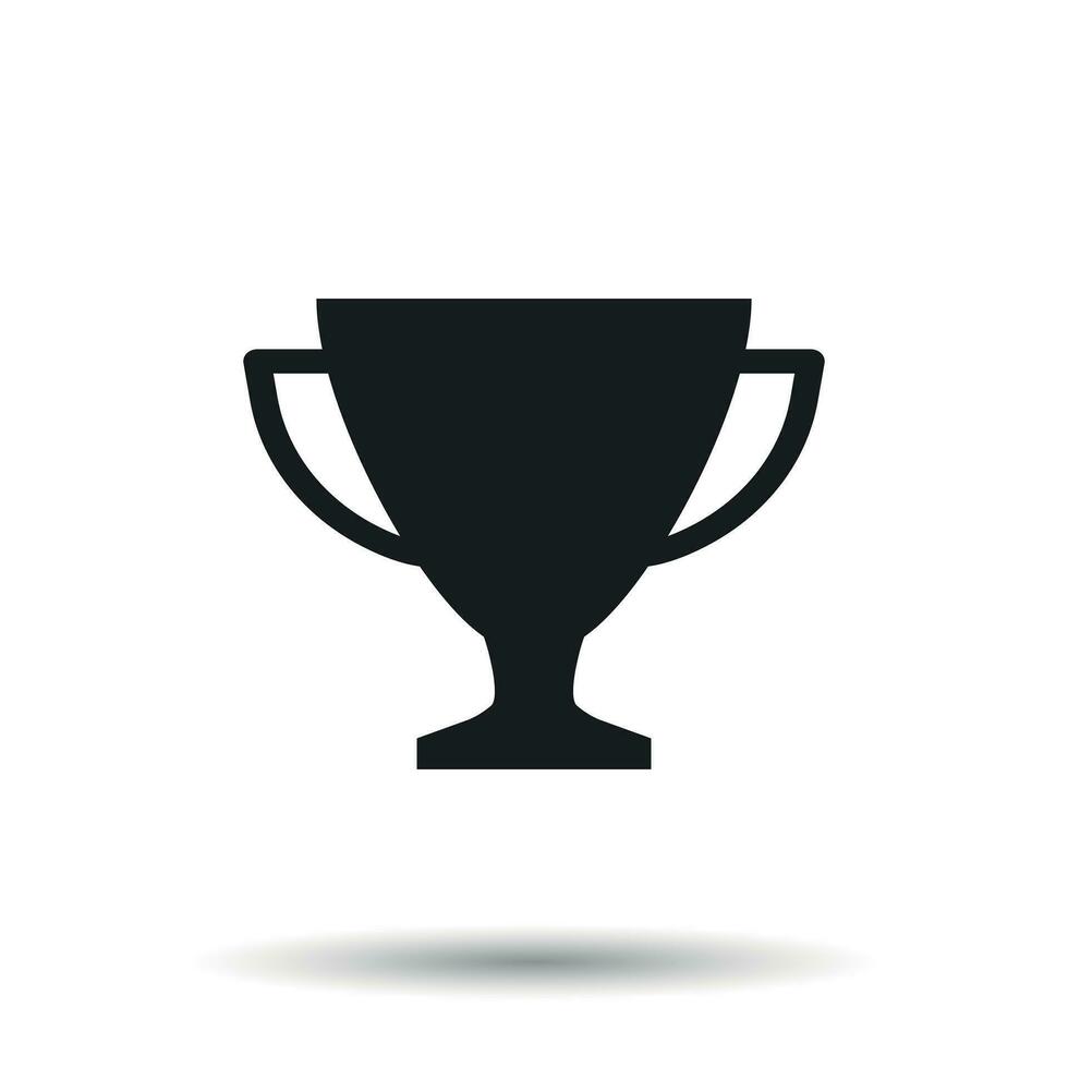 Trophy cup flat vector icon. Simple winner symbol. Black illustration on isolated background.