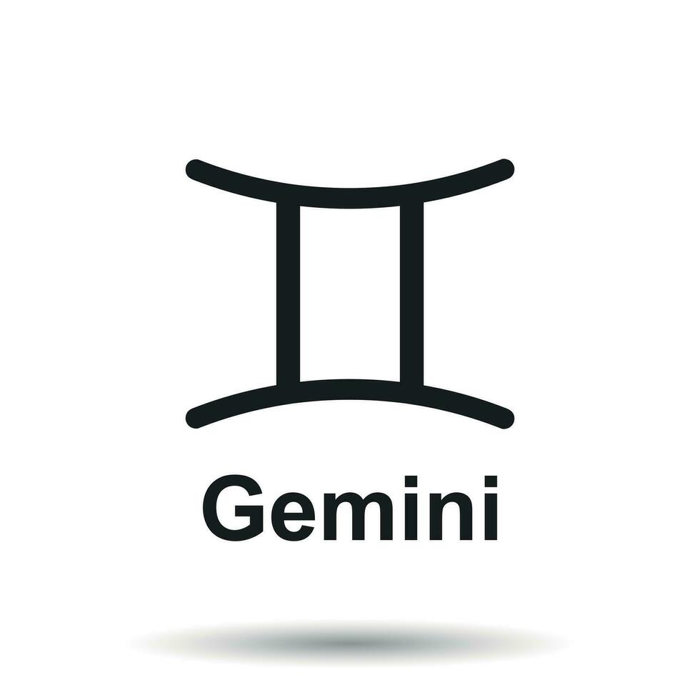 Gemini zodiac sign. Flat astrology vector illustration on white background.