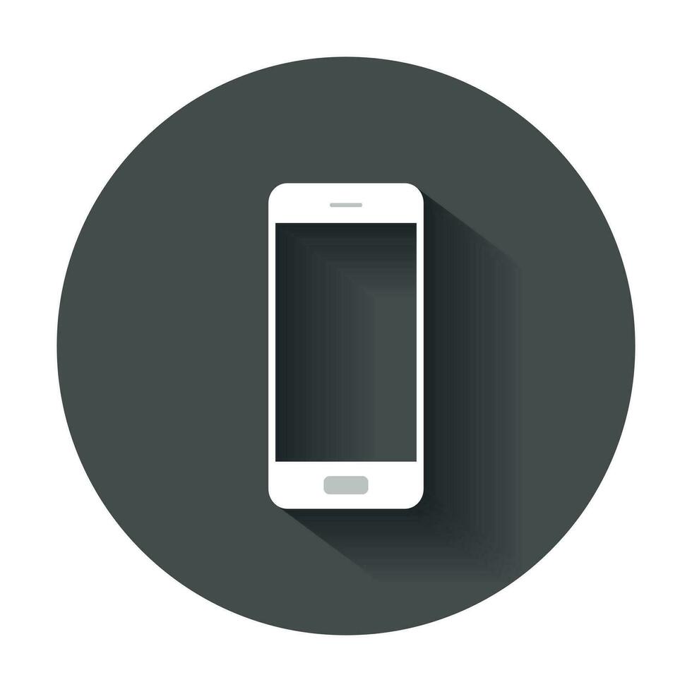 Smartphone icon. Phone vector illustration with long shadow.