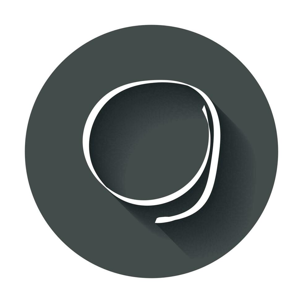 Hand drawn scribble circle. Vector element. Illustration with long shadow.