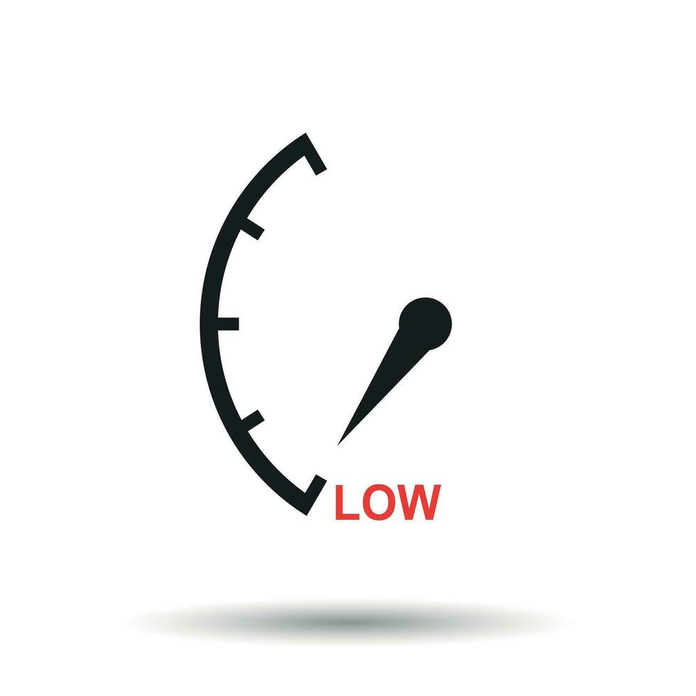 Speedometer, tachometer, fuel low level icon. Flat vector illustration on white background