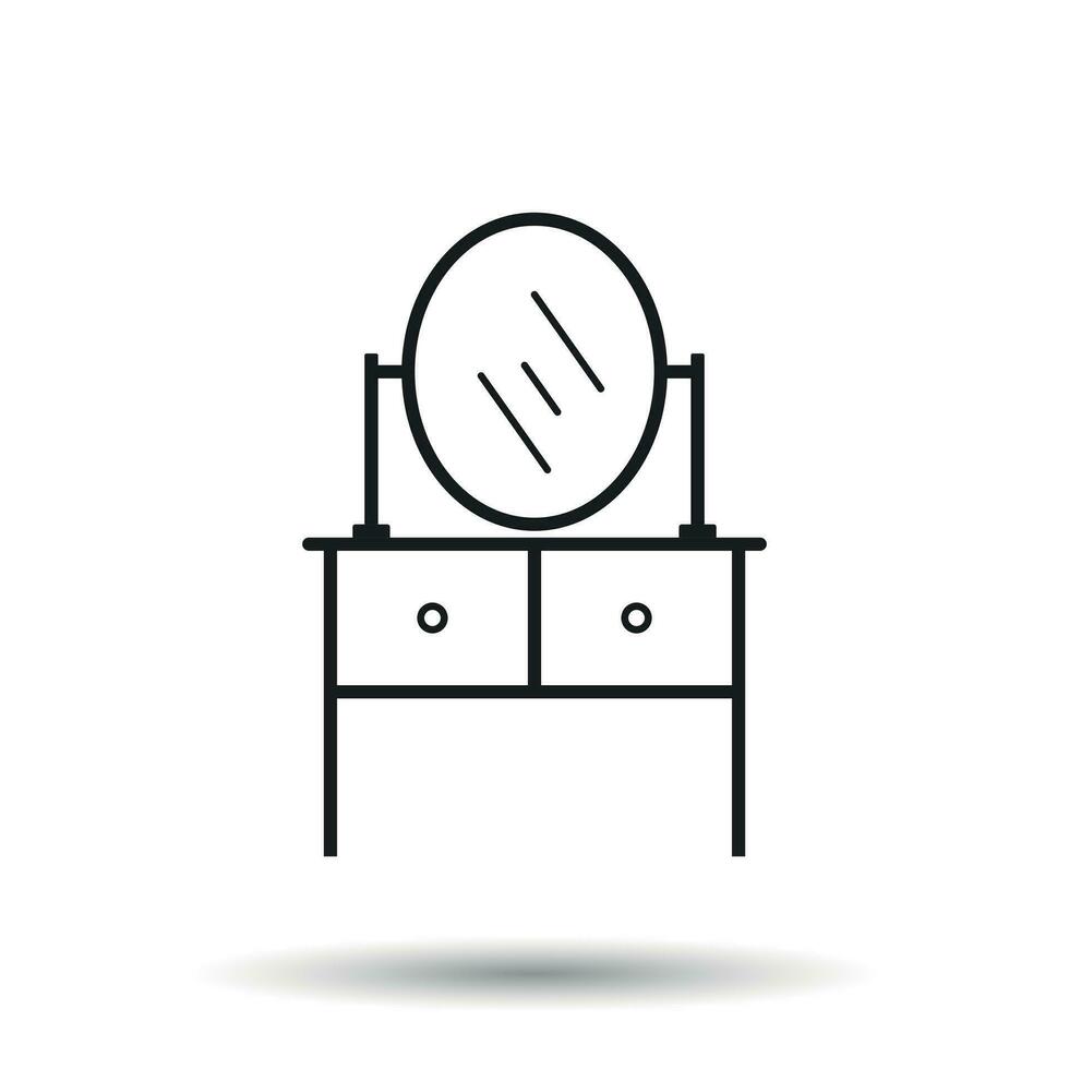 Furniture table with mirror icon. Mirror vector illustration on white background.