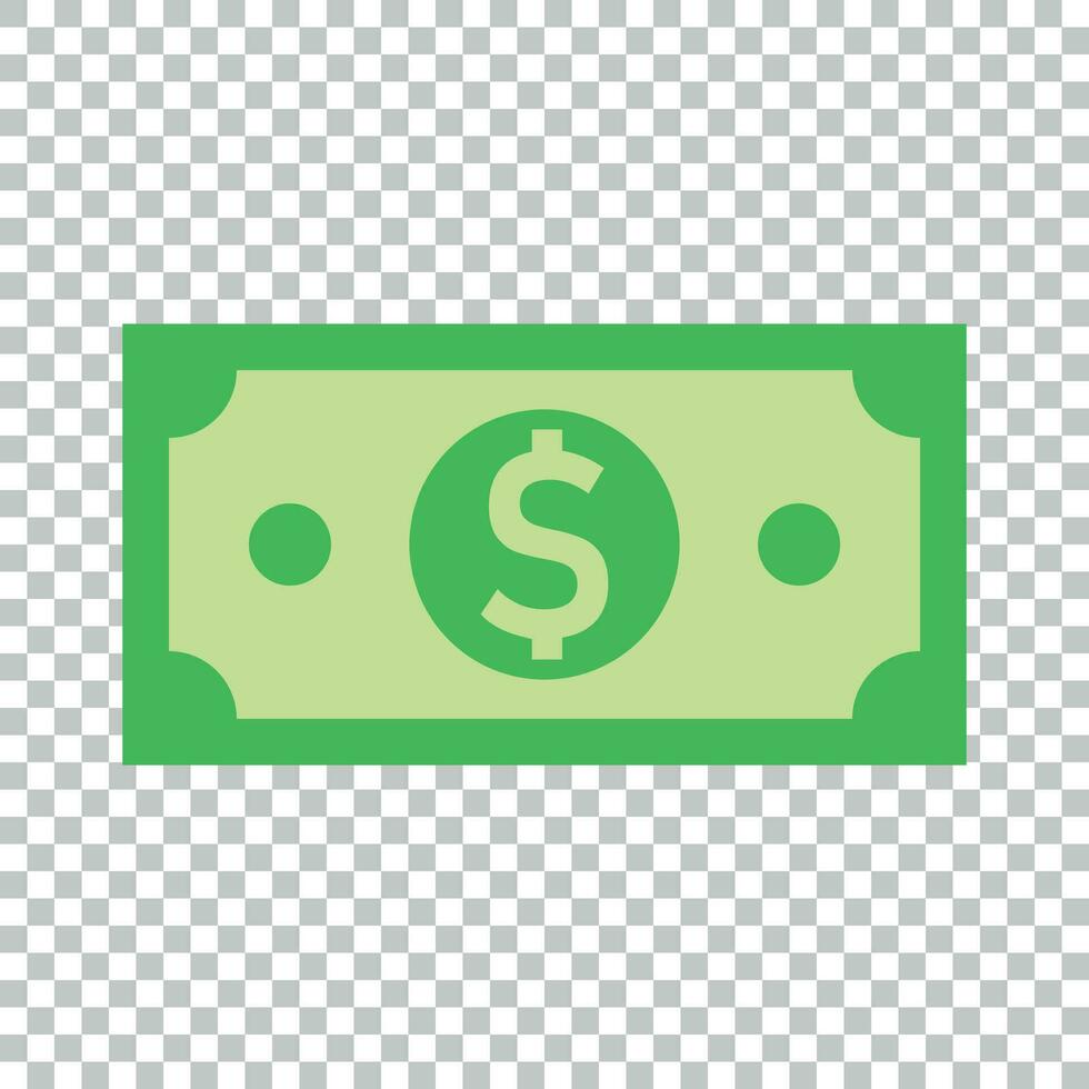 Dollar currency banknote icon in flat style. Dollar cash vector illustration on isolated background. Banknote bill business concept.