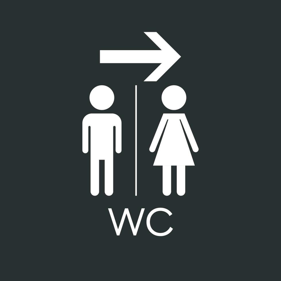 WC, baño plano vector icono . hombres y mujer firmar para Area de aseo en negro antecedentes.