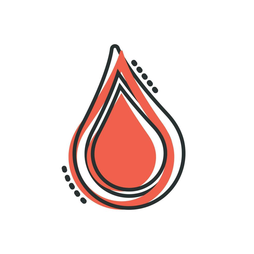Water drop icon in comic style. Raindrop vector cartoon illustration pictogram. Droplet water blob business concept splash effect.