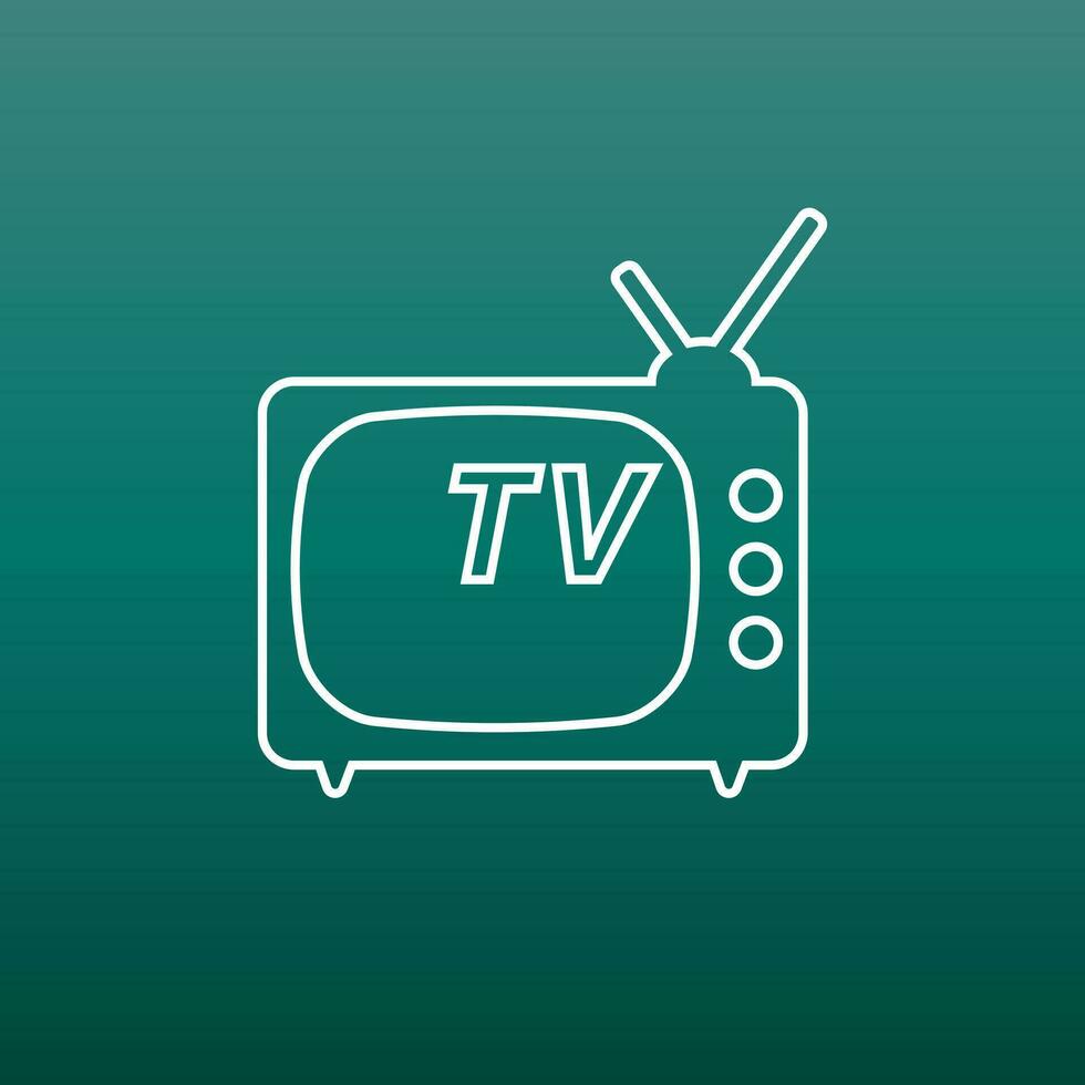 Tv Icon vector illustration in line style on green background. Television symbol for web site design, logo, app, ui.