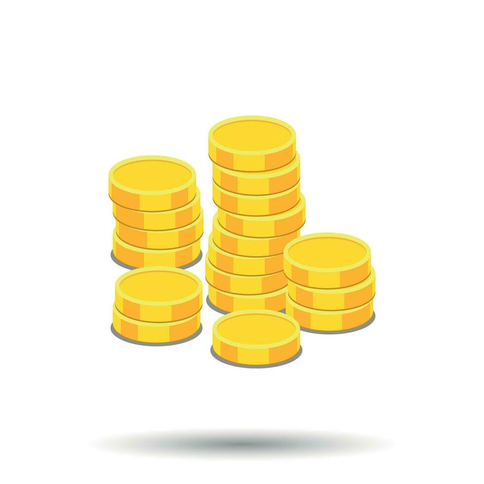 Money icon on white background. Coins vector illustration in flat style. Icons for design, website.