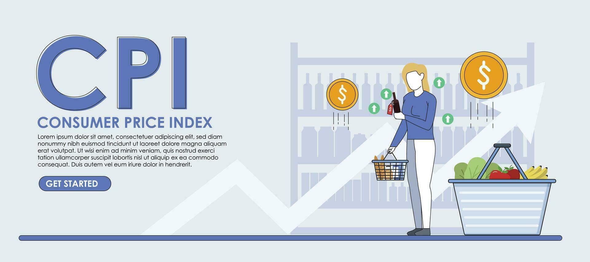 consumidor precio índice moderno plano vector