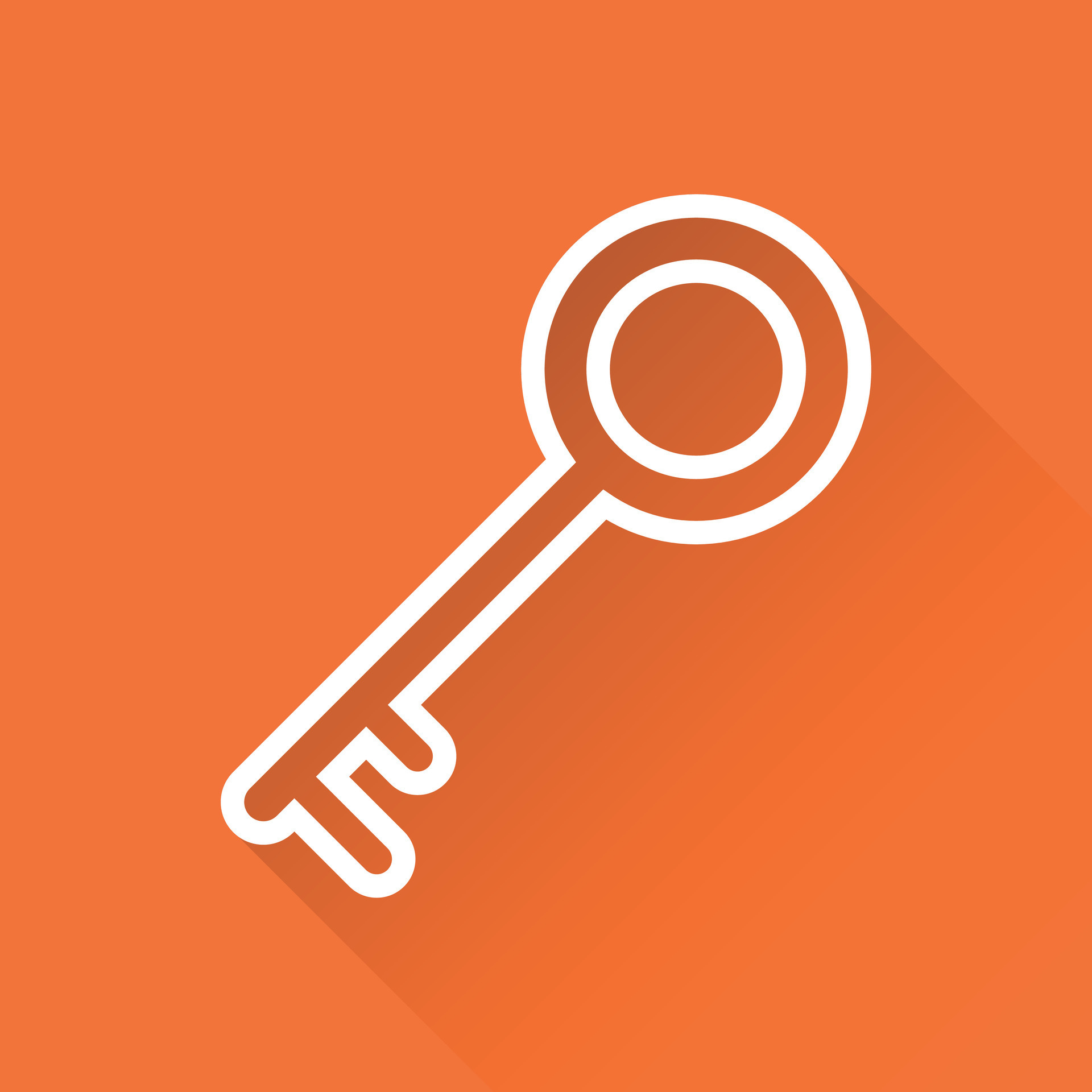 Key Icon vector illustration in flat style isolated on orange