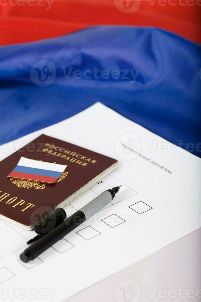 Black pen on ballot paper. Closeup photo