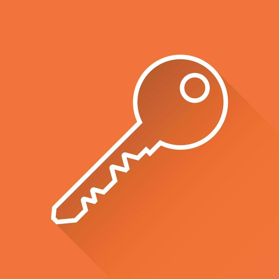 Key Icon vector illustration in flat style isolated on orange background. Unlock line symbol for web site design, logo, app, ui.