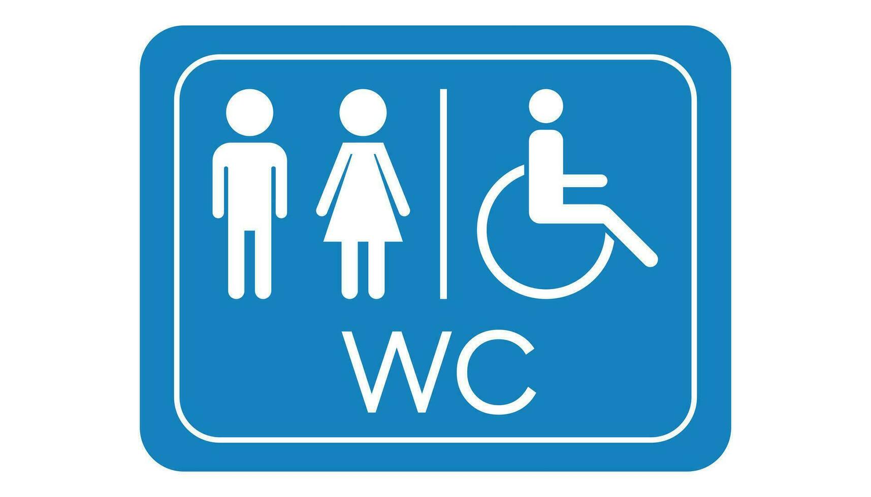 WC, toilet vector icon . Men and women sign for restroom on blue board.