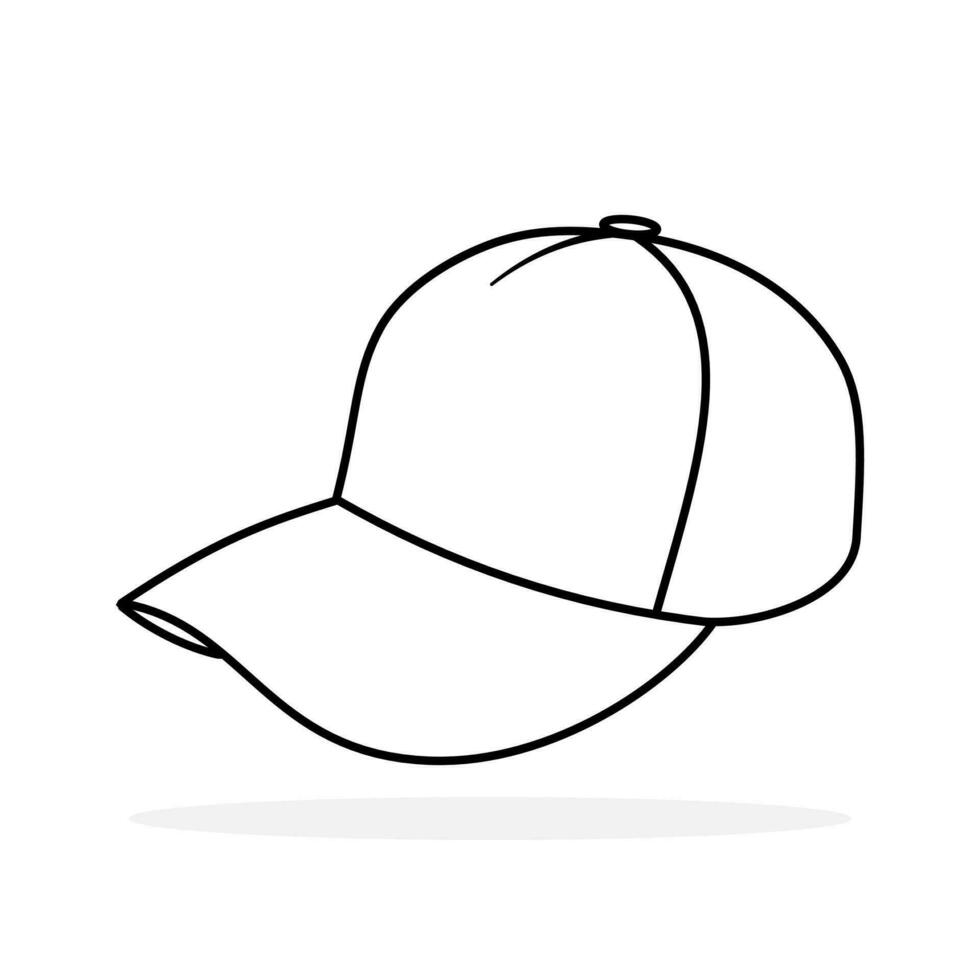 Baseball cap icon isolated on white background. Front and side view Editable stroke vector illustration.