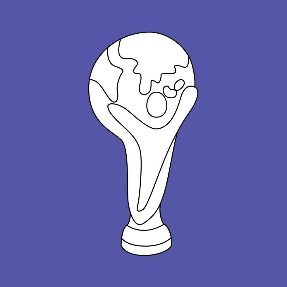 Winning Trophy Soccer Ball Football Championship Digital Stamp Outline Cartoon vector