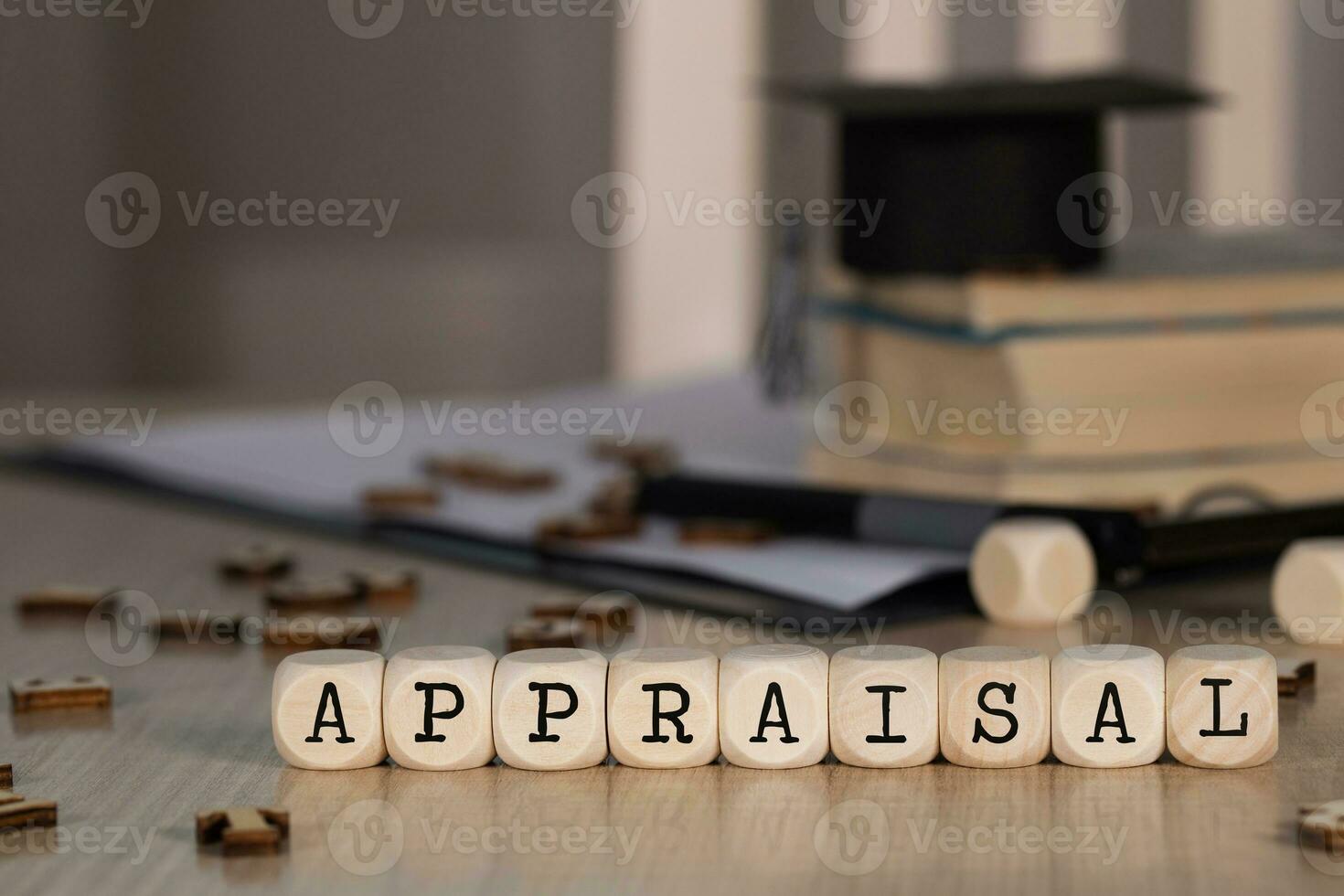 Word APPRAISAL composed of wooden dices. photo