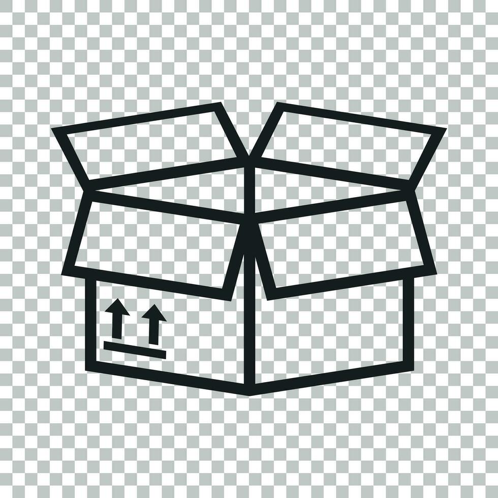 Open box icon. Shipping pack flat vector illustration on isolated background.