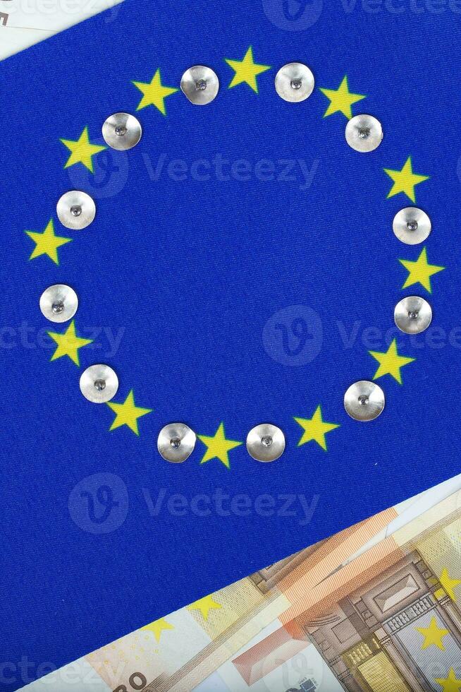 European flag and currency.Background photo