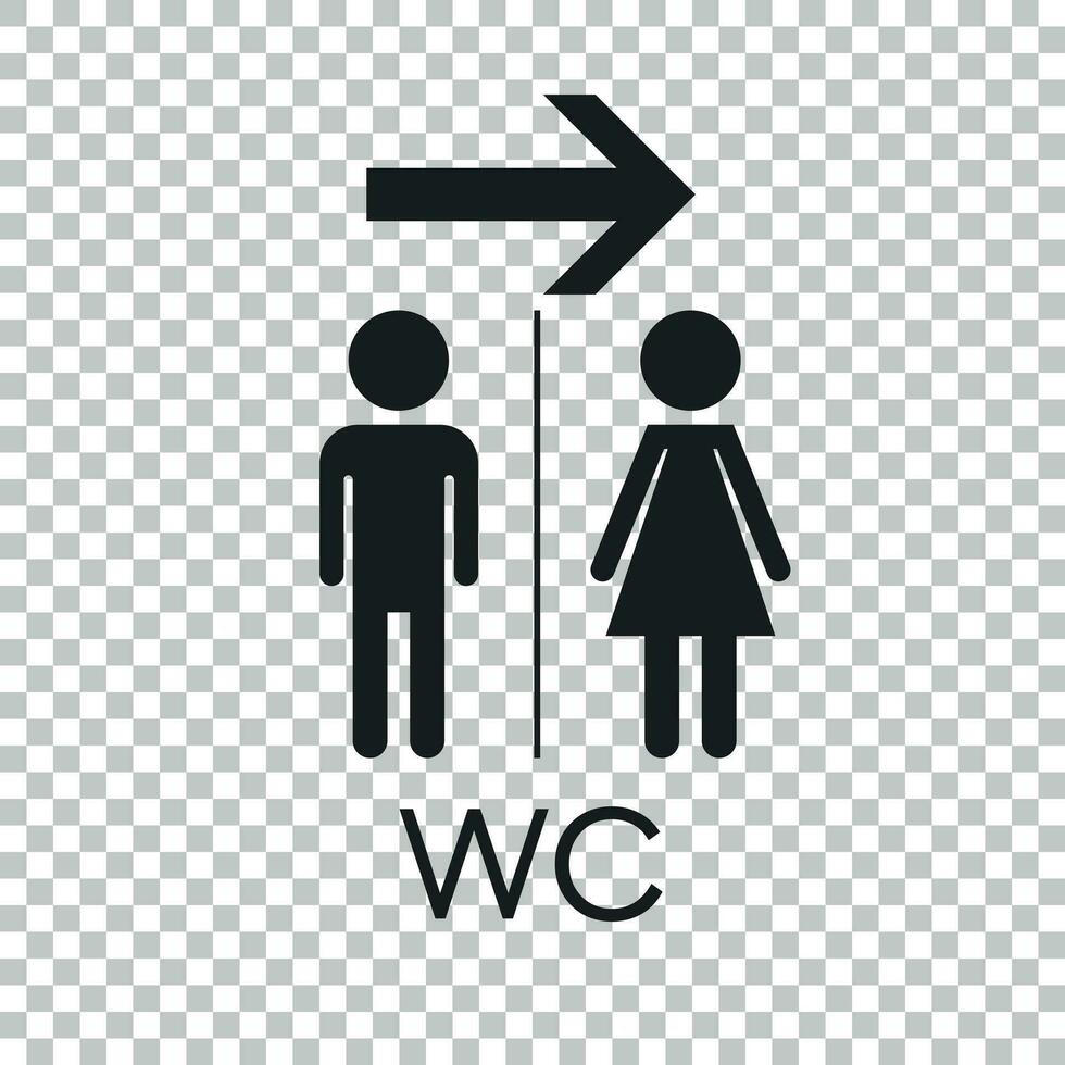 WC, baño plano vector icono . hombres y mujer firmar para Area de aseo en aislado antecedentes.