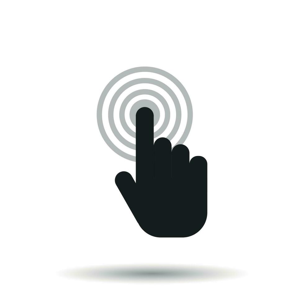 Click here icon. Hand cursor signs. Black button flat vector illustration.