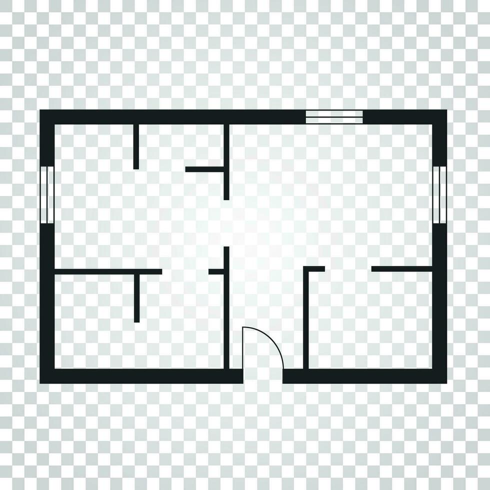 House plan simple flat icon. Vector illustration on white background.