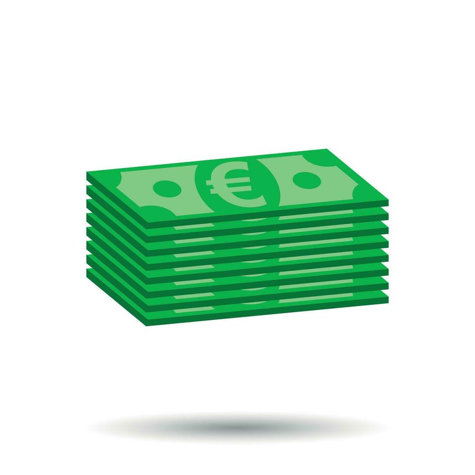 Stacks of euro cash. Vector illustration in flat design on white background