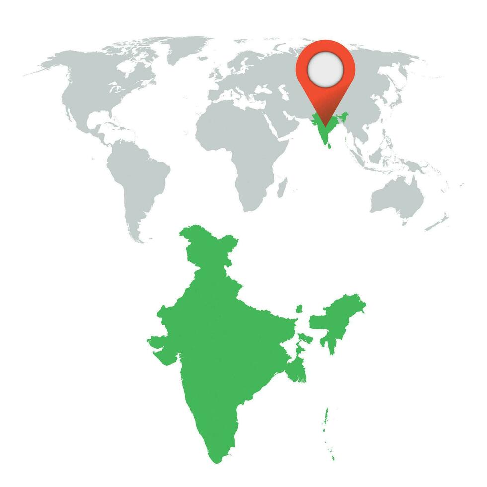 Detailed map of India and World map navigation set. Flat vector illustration.