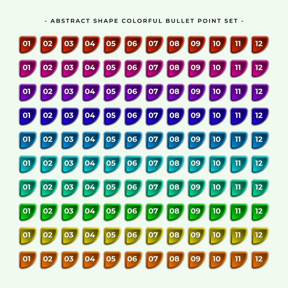 Abstract Shape Colorful Bullet Point Set vector