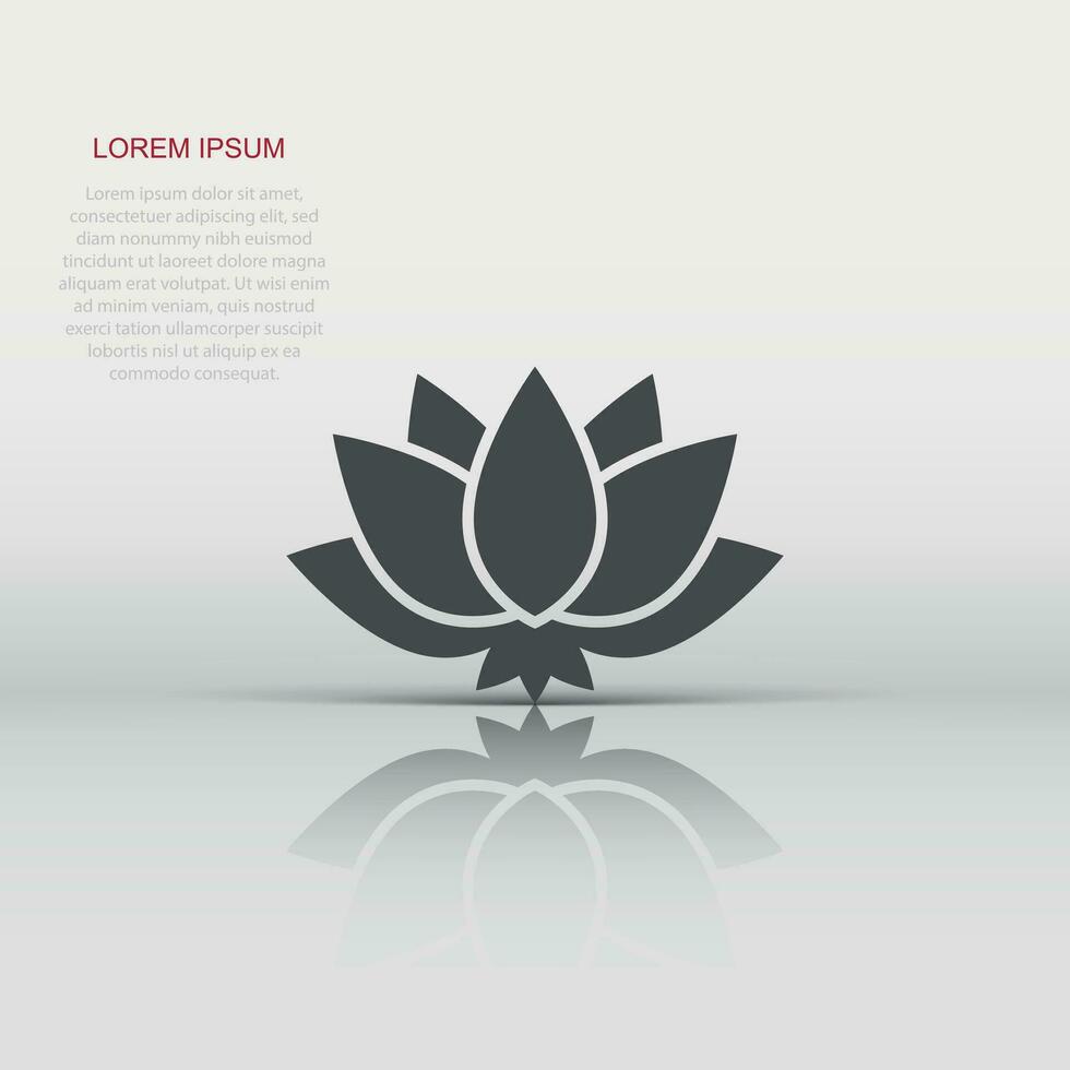 Lotus icon in flat style. Flower leaf vector illustration on white isolated background. Blossom plant business concept.