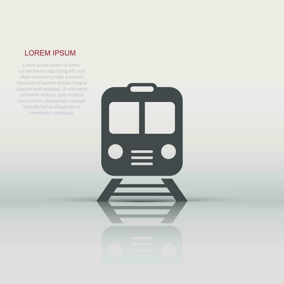 Metro icon in flat style. Train subway vector illustration on white isolated background. Railroad cargo business concept.