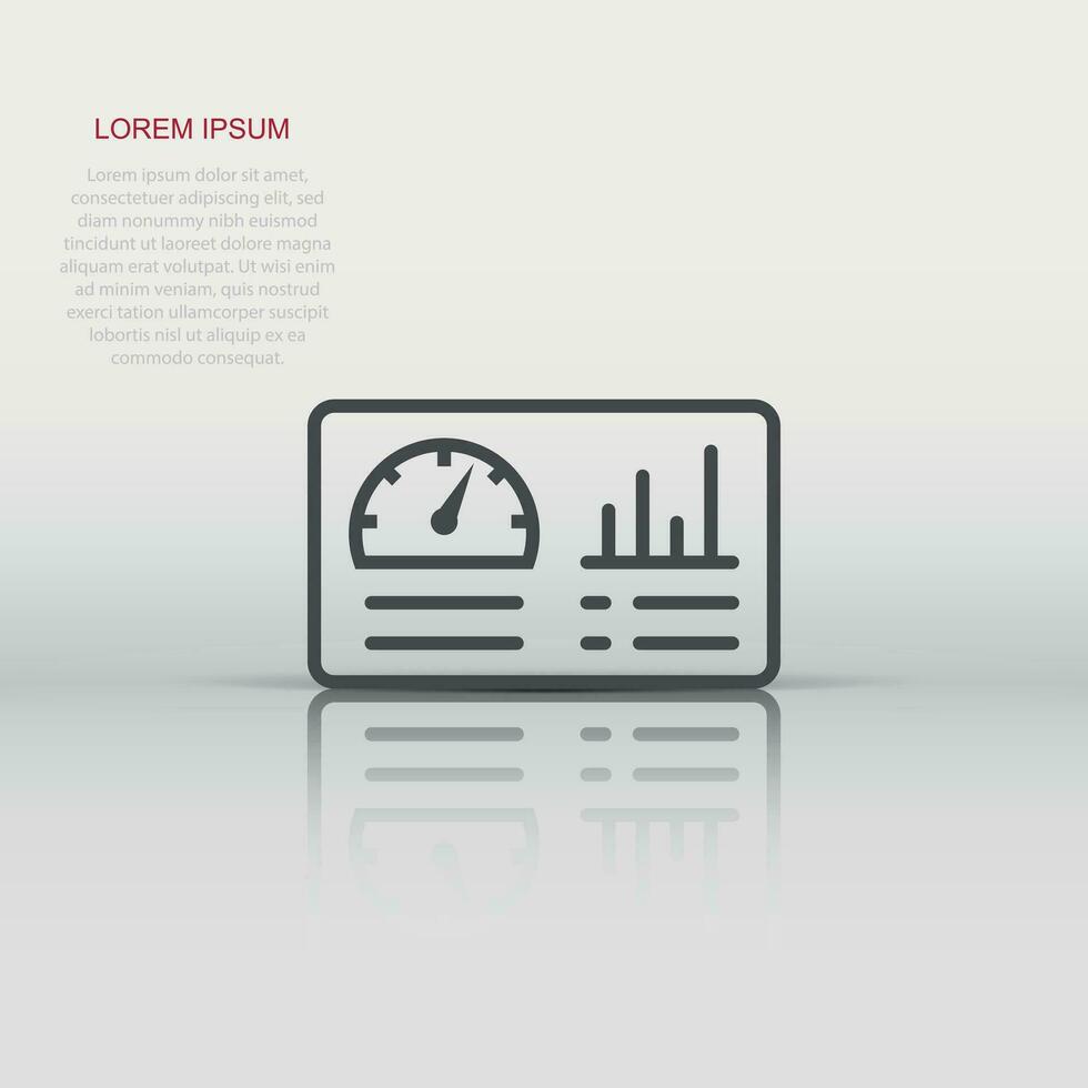 Dashboard icon in flat style. Finance analyzer vector illustration on white isolated background. Performance algorithm business concept.
